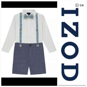 Izod Kids Blue and White Suspenders Set